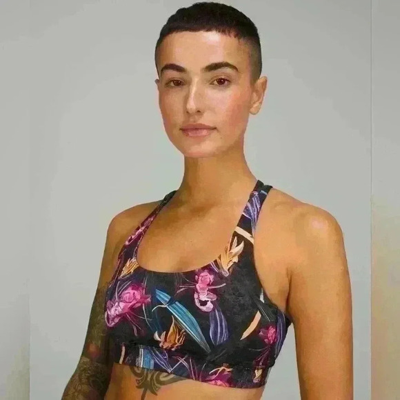 Lululemon Veiled Floral Black Multi Bra - Picture 1 of 6